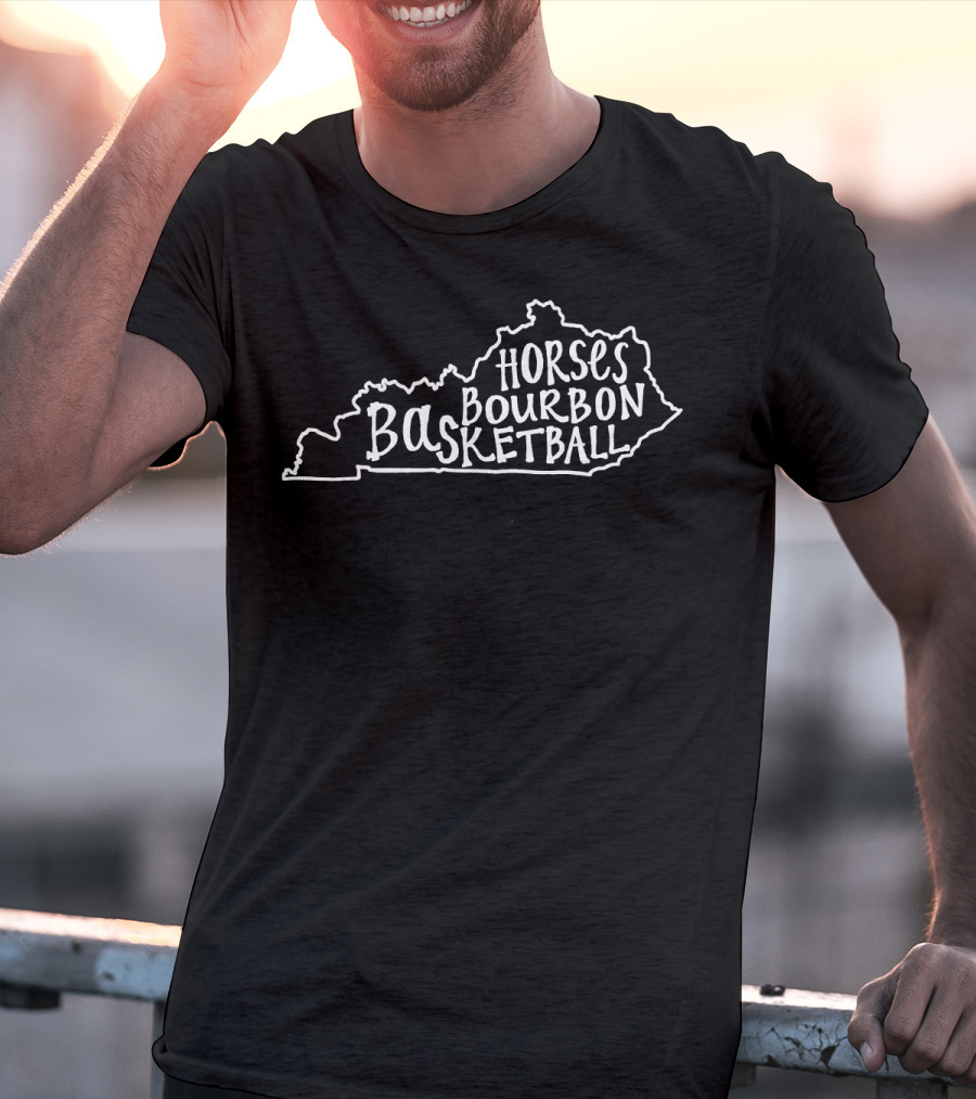 Horses Bourbon Basketball Kentucky Map T-Shirt
