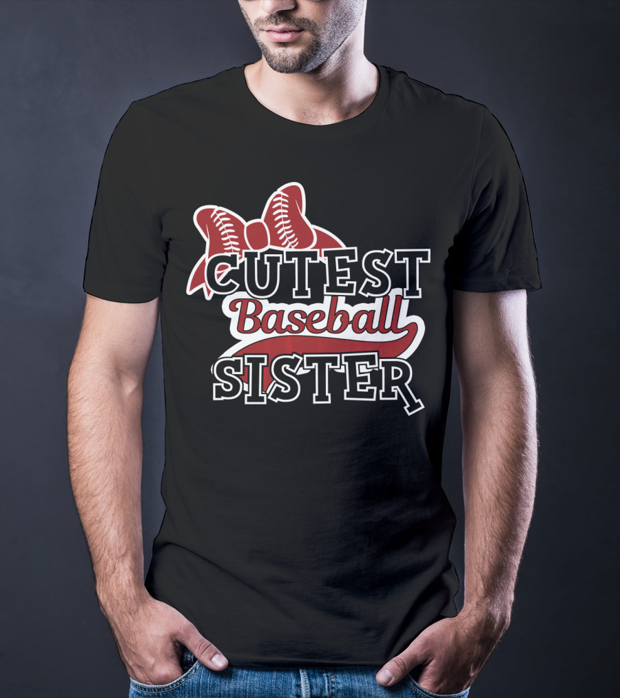 Cutest Baseball Sister Bow T-Shirt
