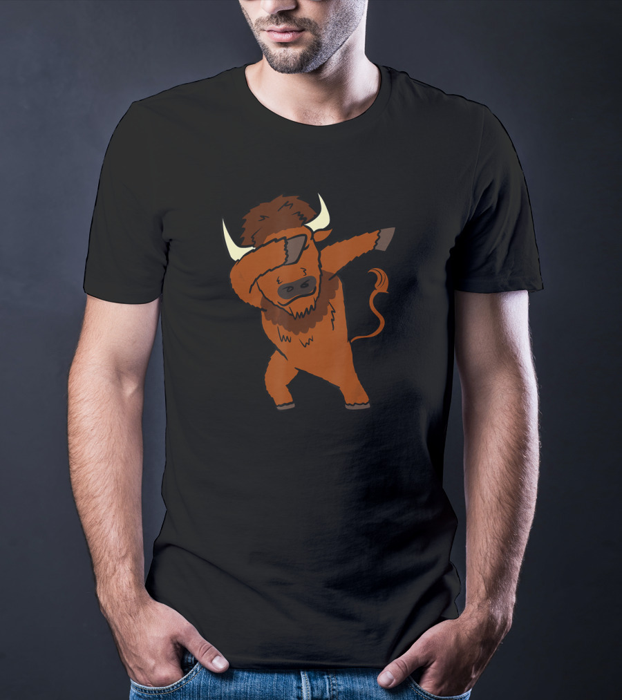Dabbing Bison Dab Dance Funny Animal Cartoon T-Shirt