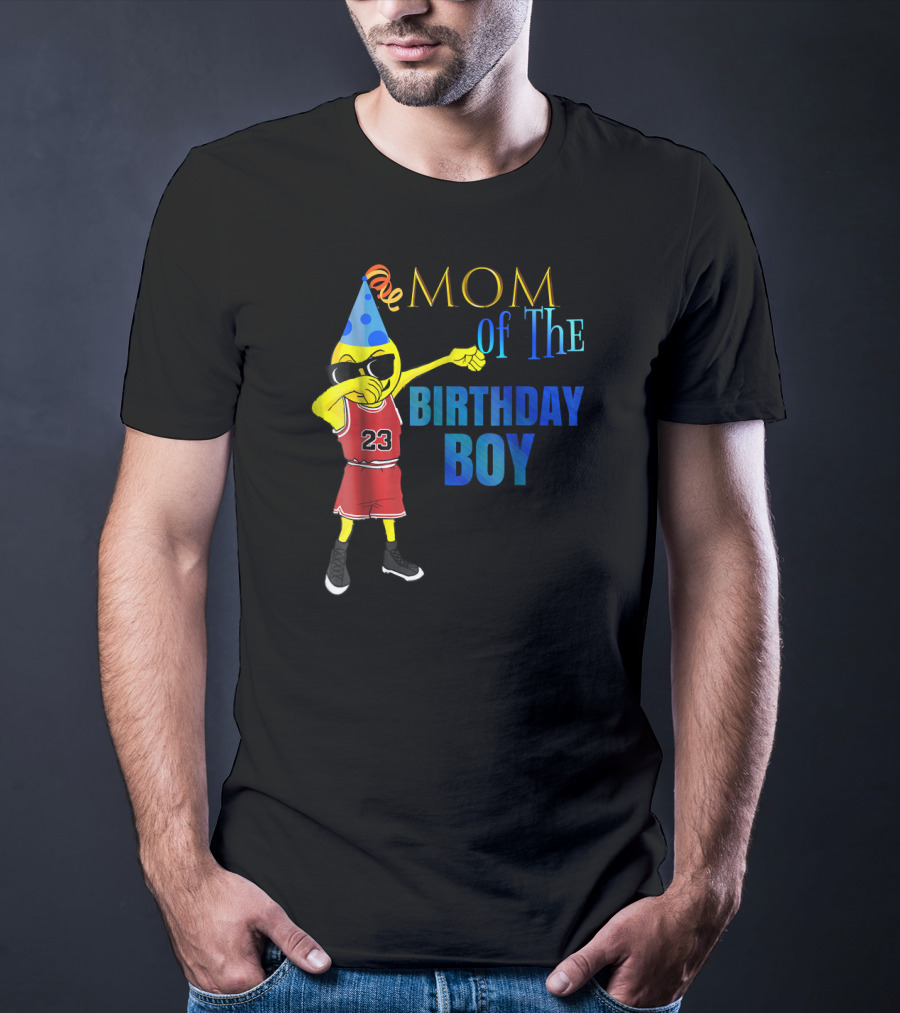 MOM OF THE BIRTHDAY BOY Dabbing Emoji Basketball 23 Party Hat T-Shirt