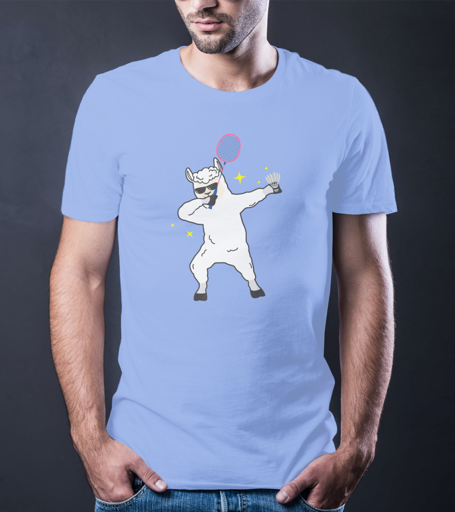 Dabbing Llama Badminton Racket And Shuttlecock T-Shirt