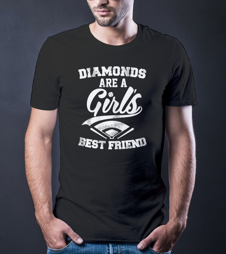 Diamonds Are A Girl's Best Friend Baseball Home Plate T-Shirt
