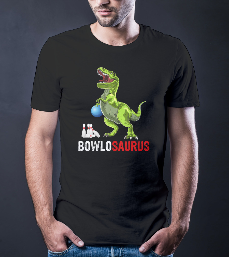 Bowlosaurus Dinosaur Bowler Funny Bowling T-Shirt