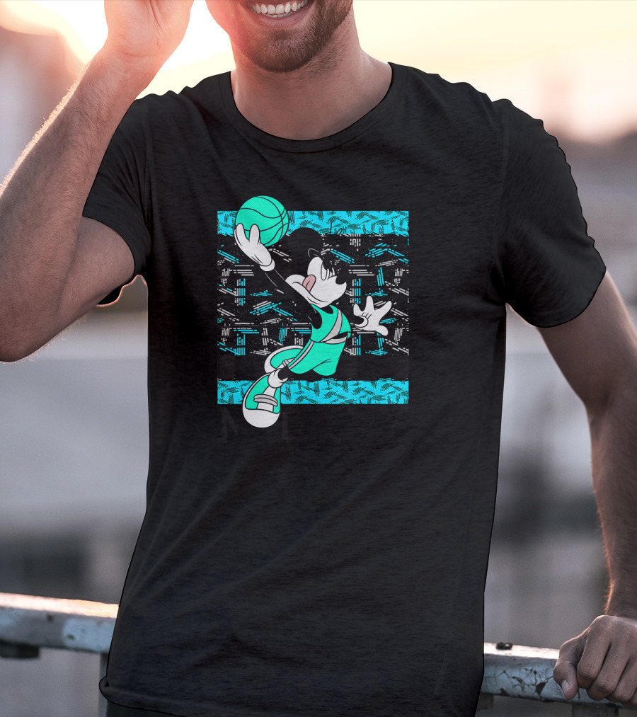 Mickey Mouse Basketball Slam Dunk Teal T-Shirt