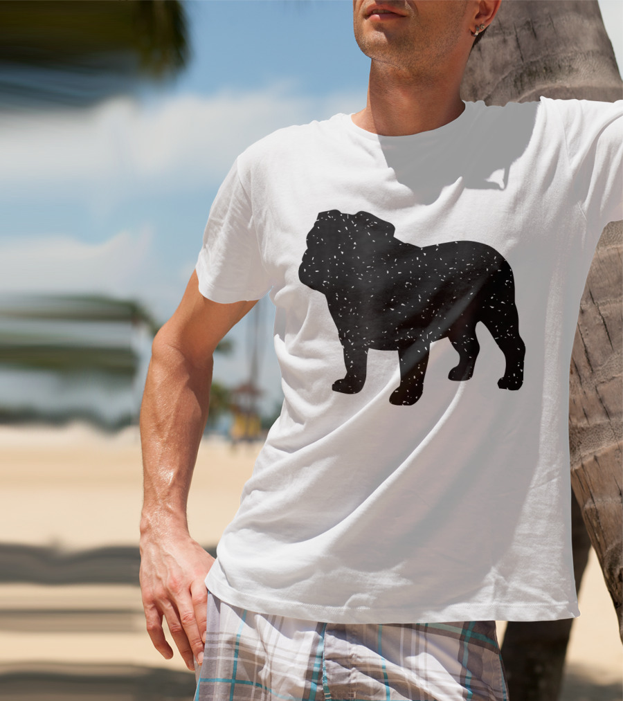 Distressed Black English Bulldog T-Shirt