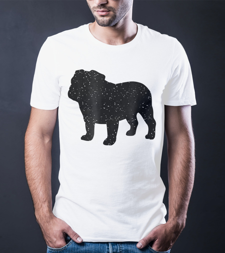 Distressed Black English Bulldog T-Shirt