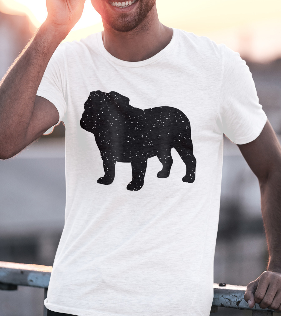 Distressed Black English Bulldog T-Shirt