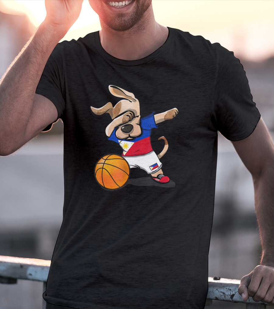 Dog Dabbing Basketball Philippines Jersey Flag T-Shirt