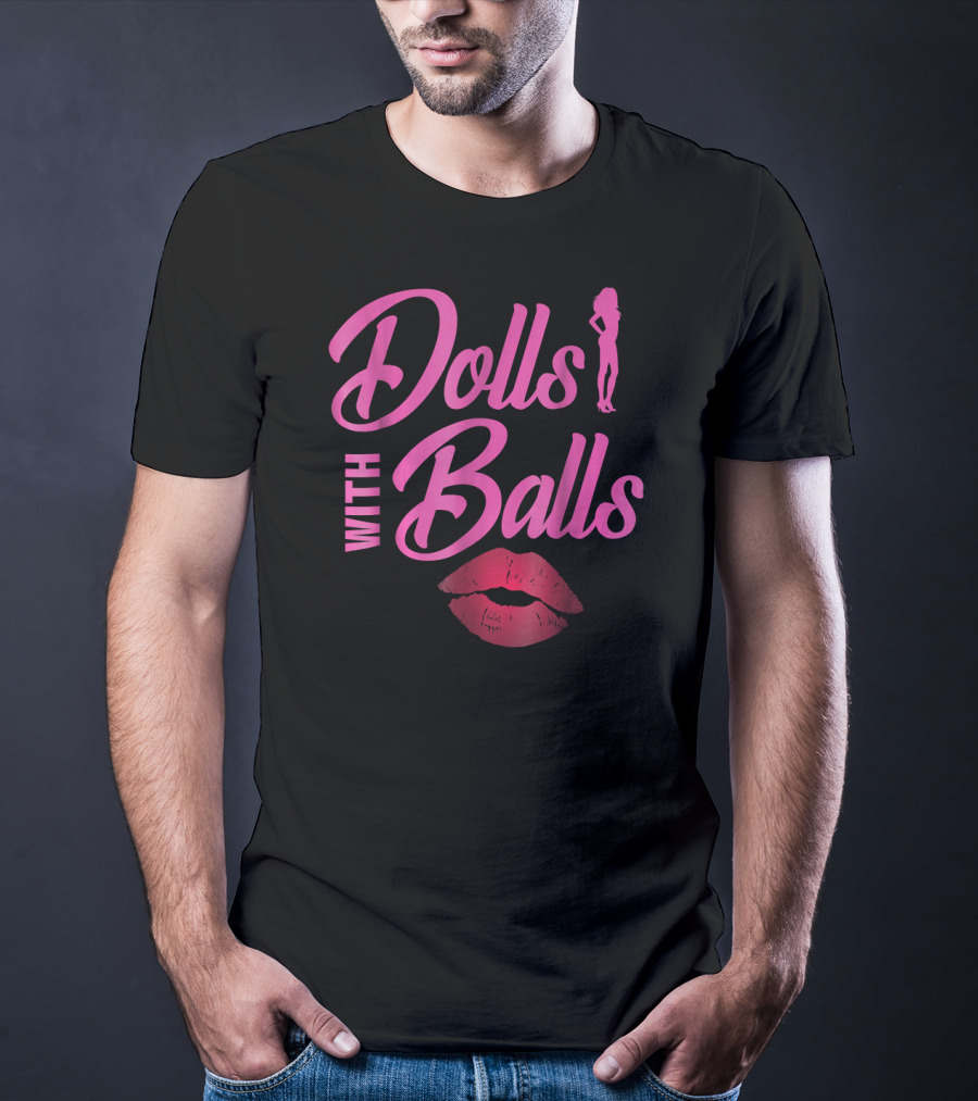 Dolls With Balls Funny Bowling Sports Silhouette Lips T-Shirt