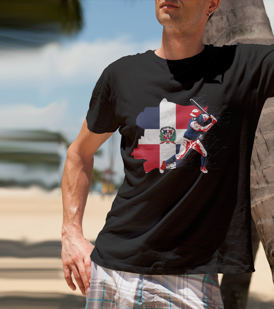 Dominican Republic Flag Baseball Batter T-Shirt