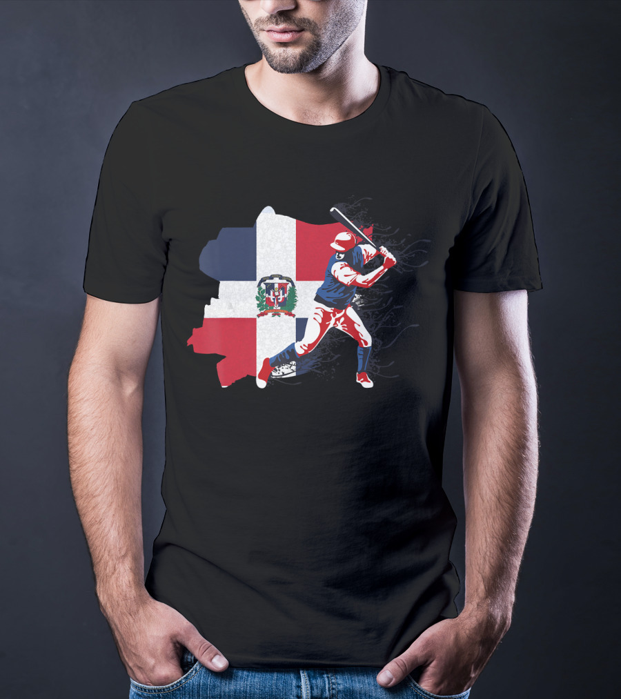 Dominican Republic Flag Baseball Batter T-Shirt