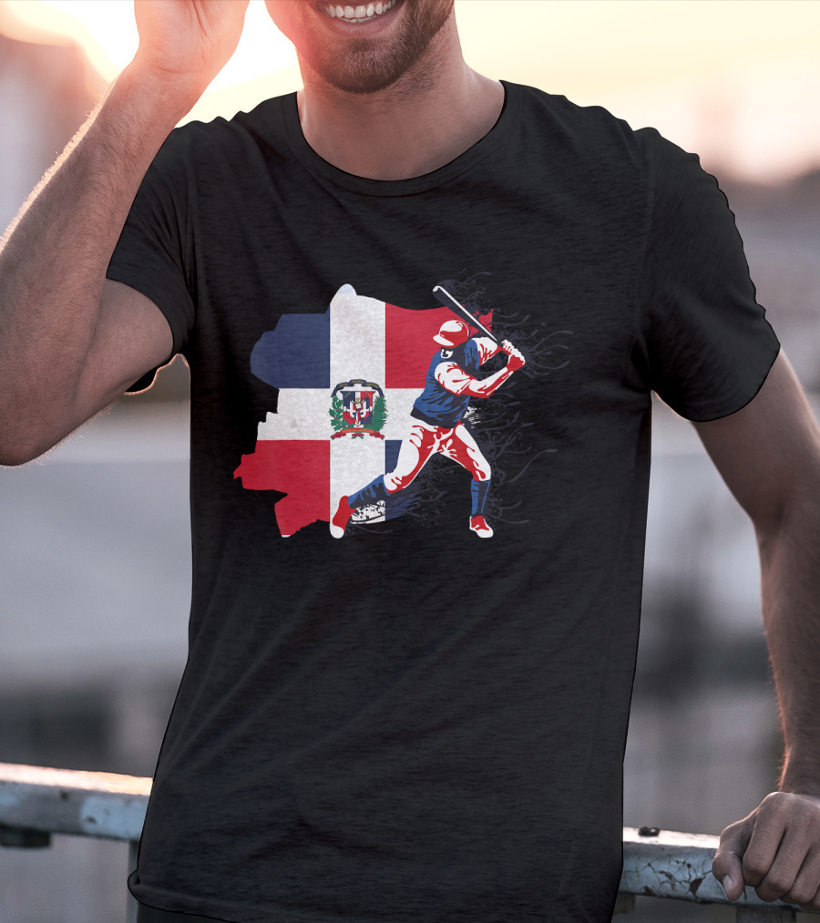 Dominican Republic Flag Baseball Batter T-Shirt