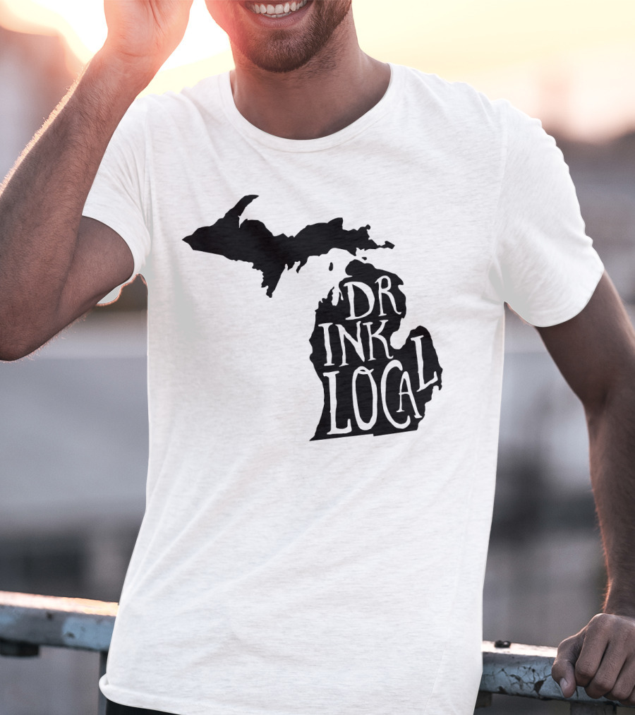 Drink Local Michigan State Outline Craft T-Shirt