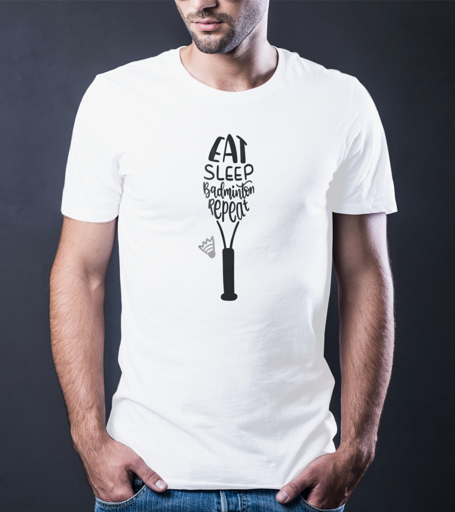 Eat Sleep Badminton Repeat Girly Birdi Badminton Racket Shuttlecock T-Shirt