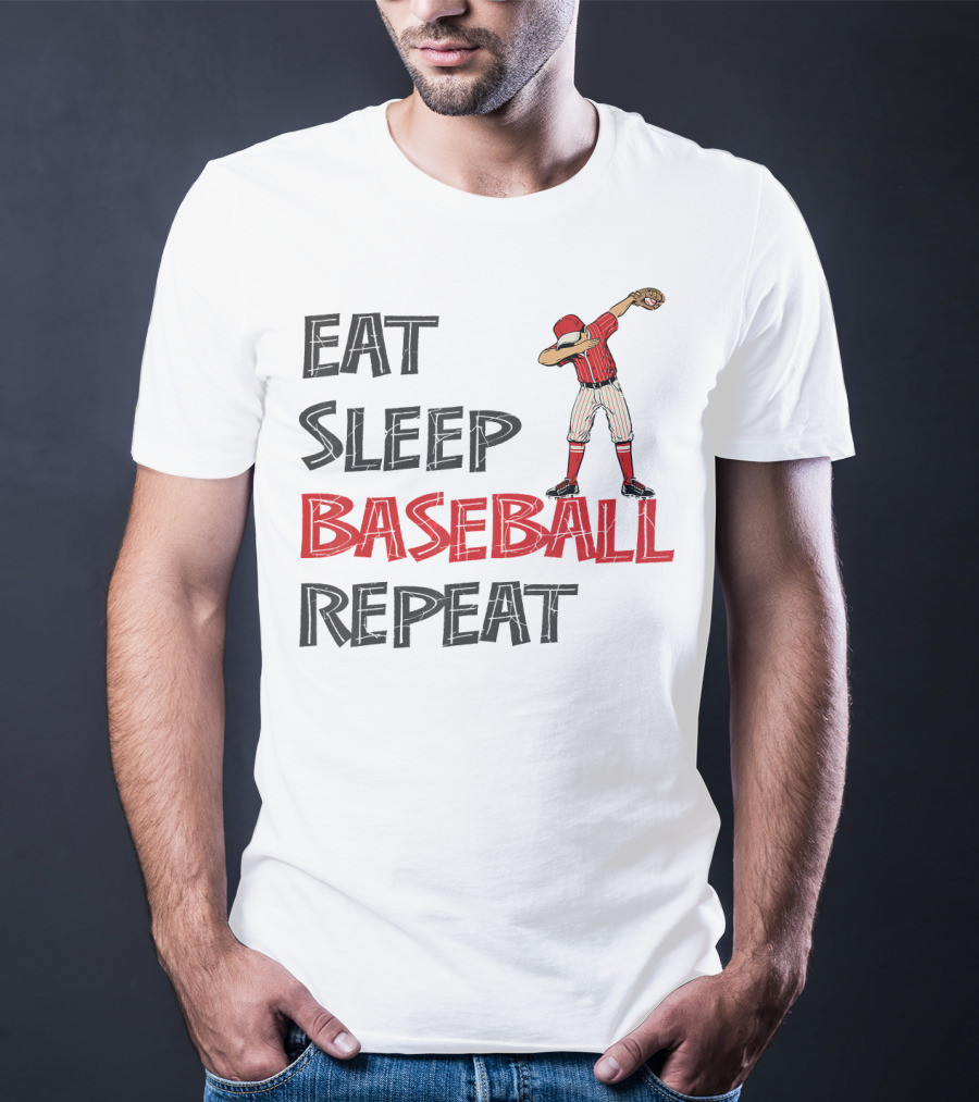 Eat Sleep Baseball Repeat Dabbing Player T-Shirt