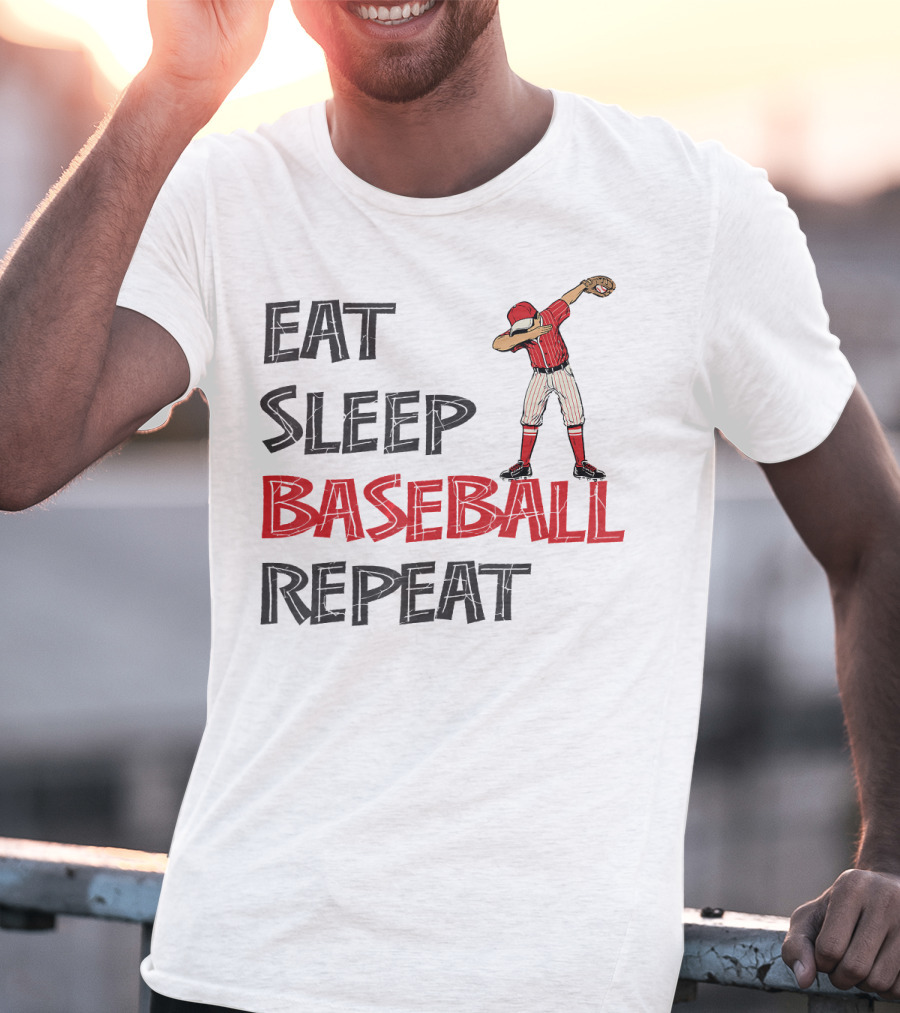 Eat Sleep Baseball Repeat Dabbing Player T-Shirt
