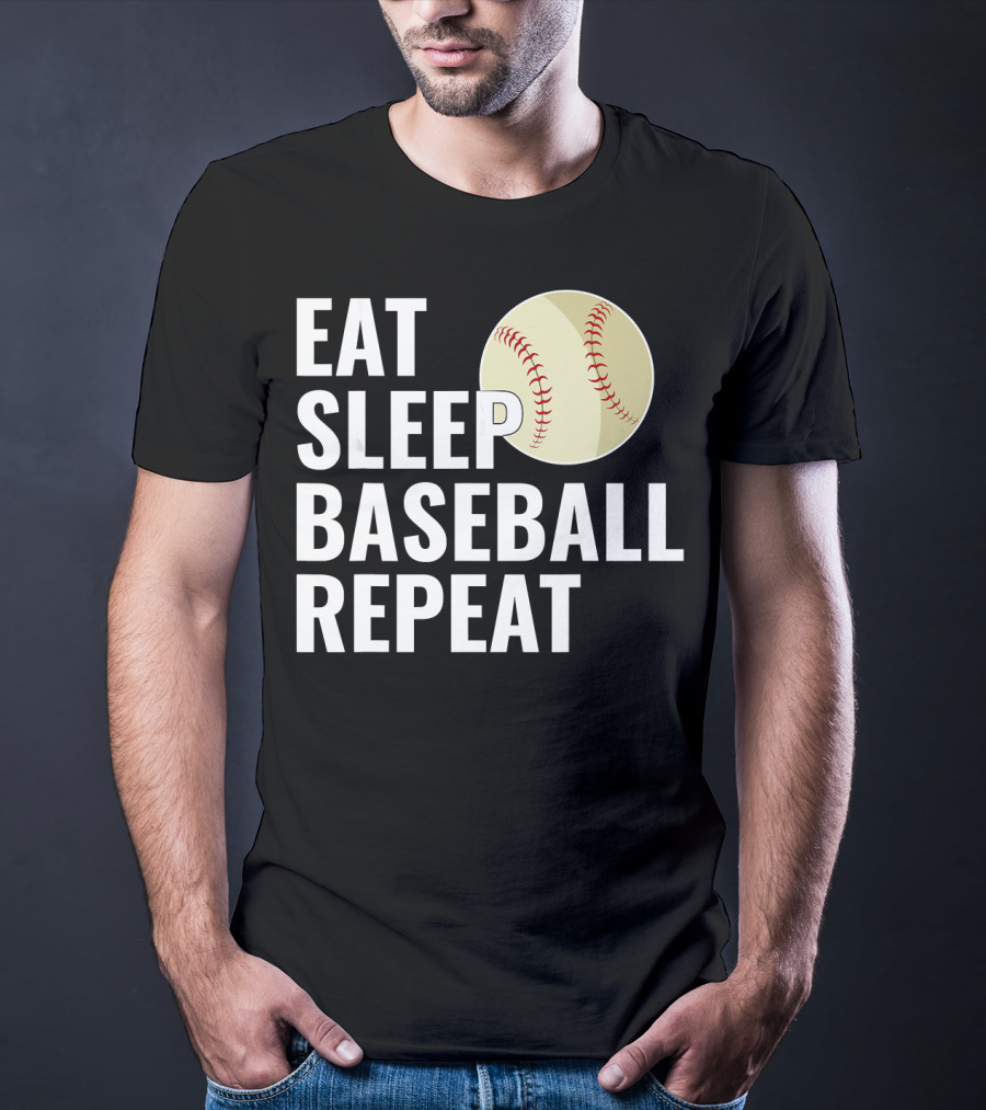 Eat Sleep Baseball Repeat Men Kid Bo Sports Lifestyle T-Shirt
