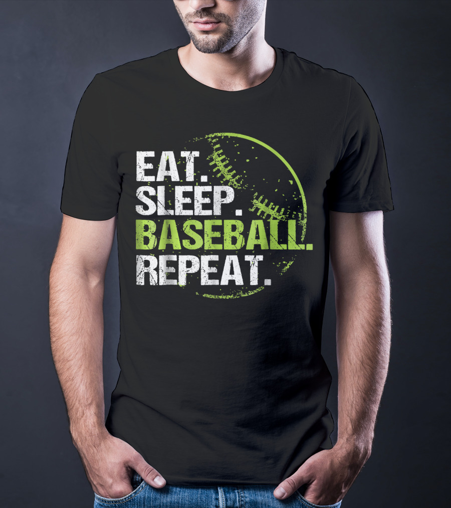 Eat Sleep Baseball Repeat Practice Training T-Shirt