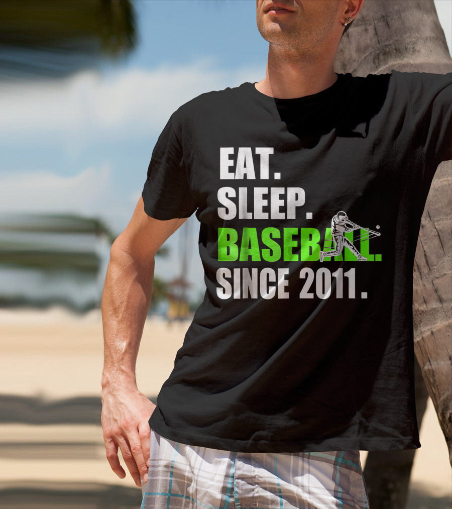 Eat Sleep Baseball Since 2011 Batter Swinging T-Shirt