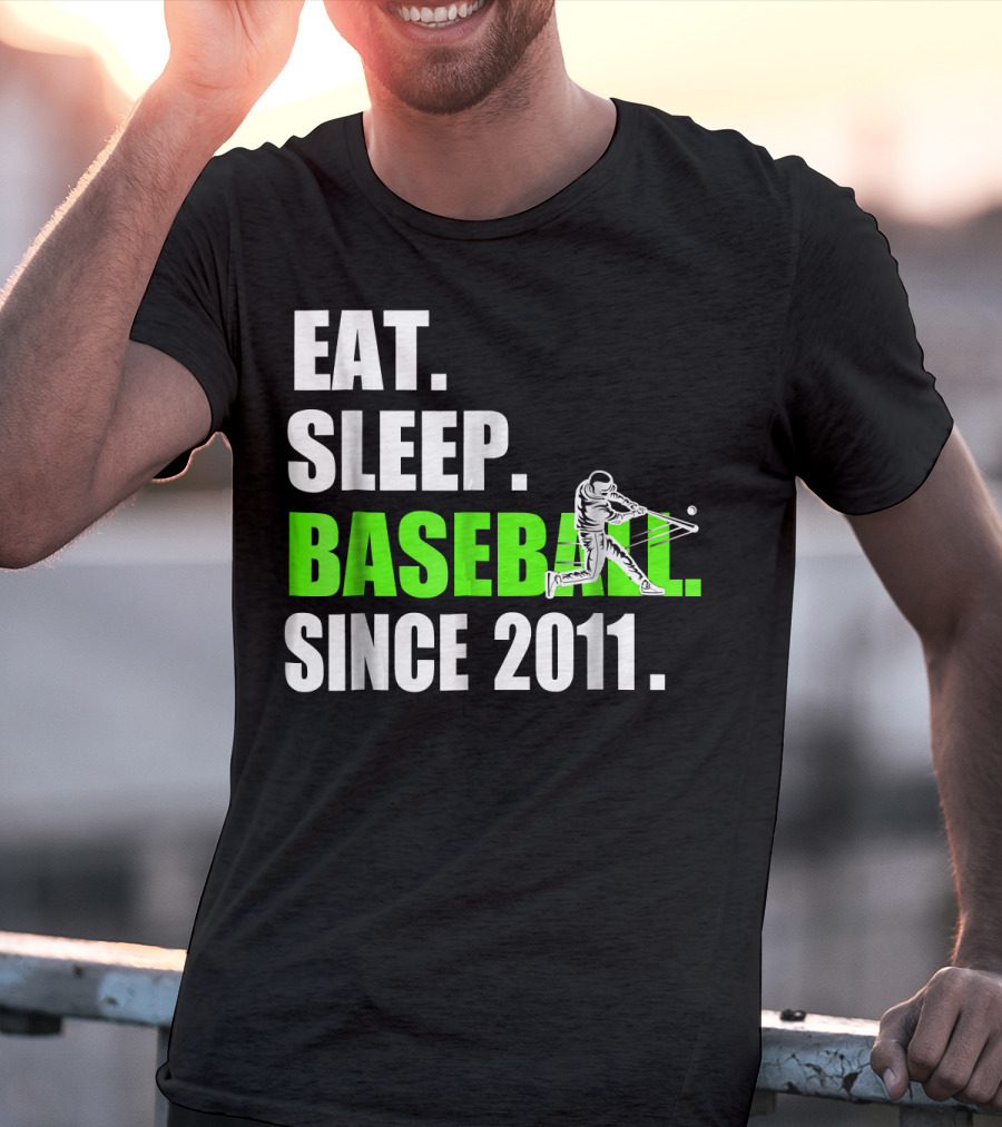 Eat Sleep Baseball Since 2011 Batter Swinging T-Shirt