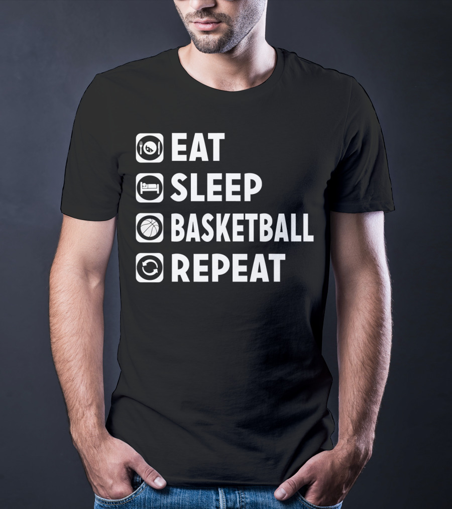 Eat Sleep Basketball Repeat Funny Bas Iconic Lifestyle Routine T-Shirt