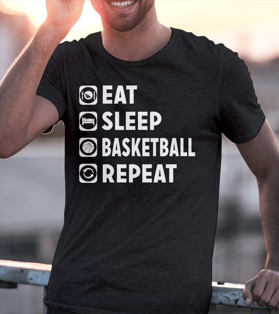 Eat Sleep Basketball Repeat Funny Bas Iconic Lifestyle Routine T-Shirt