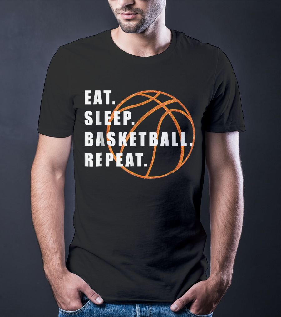 Eat Sleep Basketball Repeat Basketball Lines T-Shirt