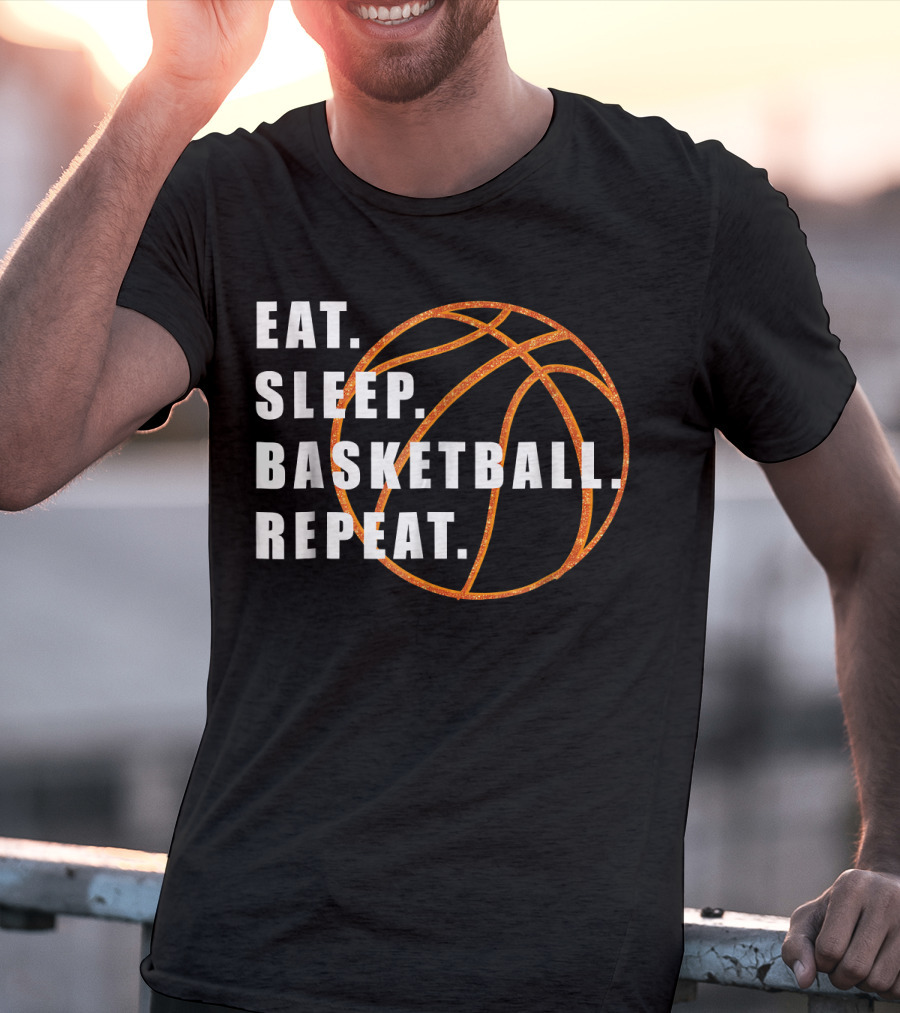 Eat Sleep Basketball Repeat Basketball Lines T-Shirt