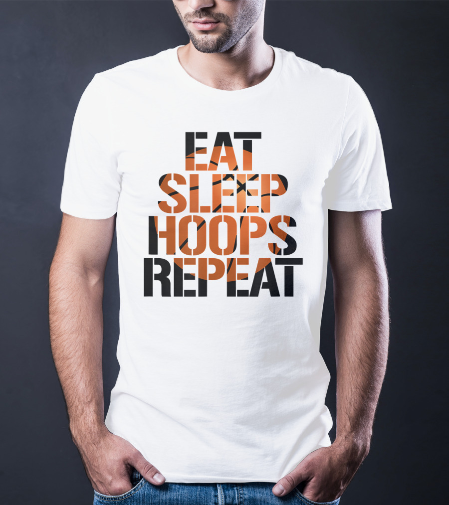 Eat Sleep Hoops Repeat Basketball Orange T-Shirt