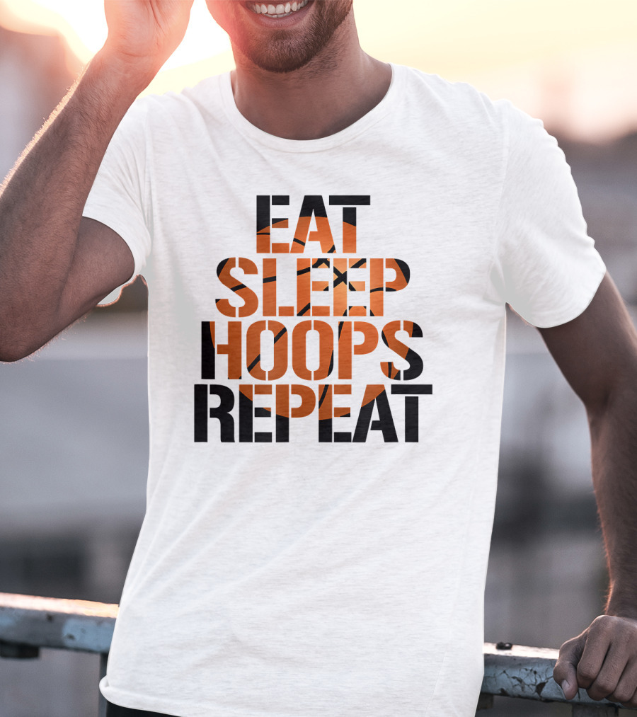 Eat Sleep Hoops Repeat Basketball Orange T-Shirt