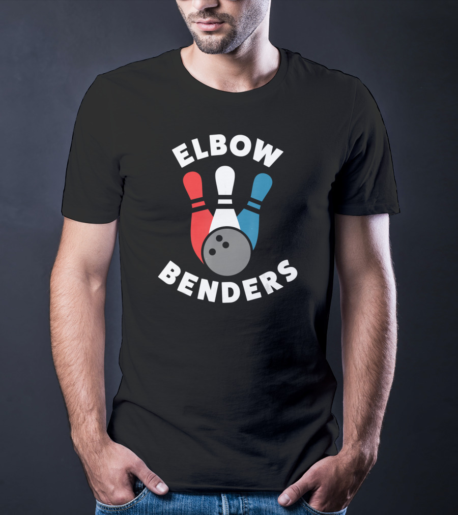 Elbow Benders Bowling League Team Pins And Ball T-Shirt