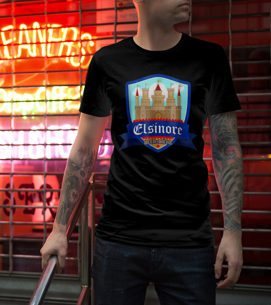Elsinore Beer Biere Funny 80s Castle Crest T-Shirt
