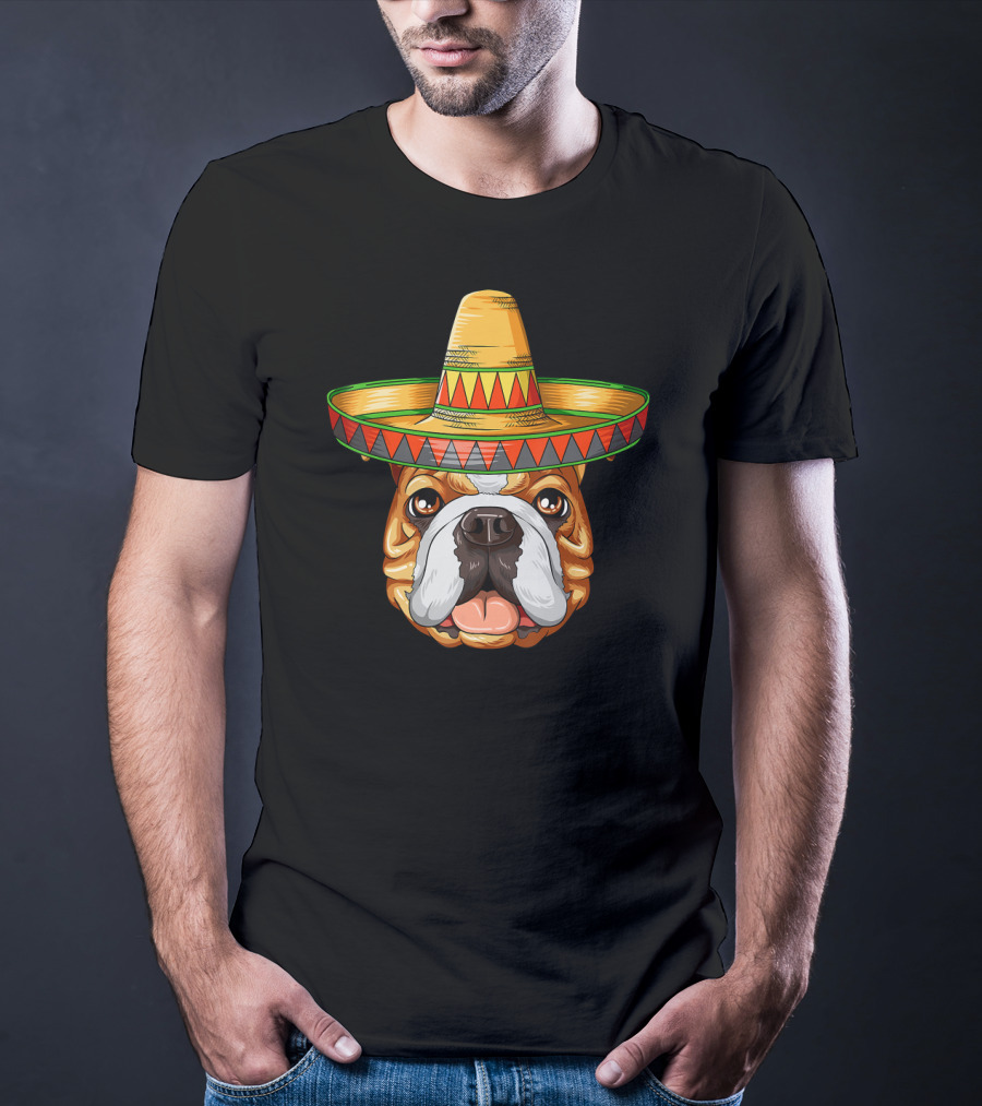 English Bulldog Sombrero Cinco De Mayo Mexican T-Shirt