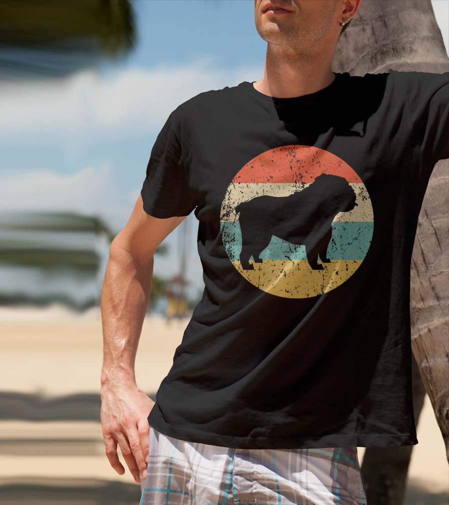English Bulldog Retro Circle T-Shirt