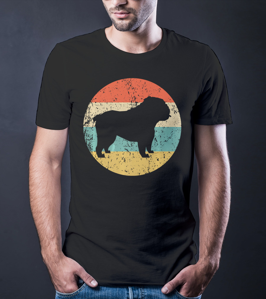 English Bulldog Retro Circle T-Shirt