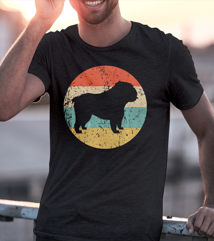 English Bulldog Retro Circle T-Shirt