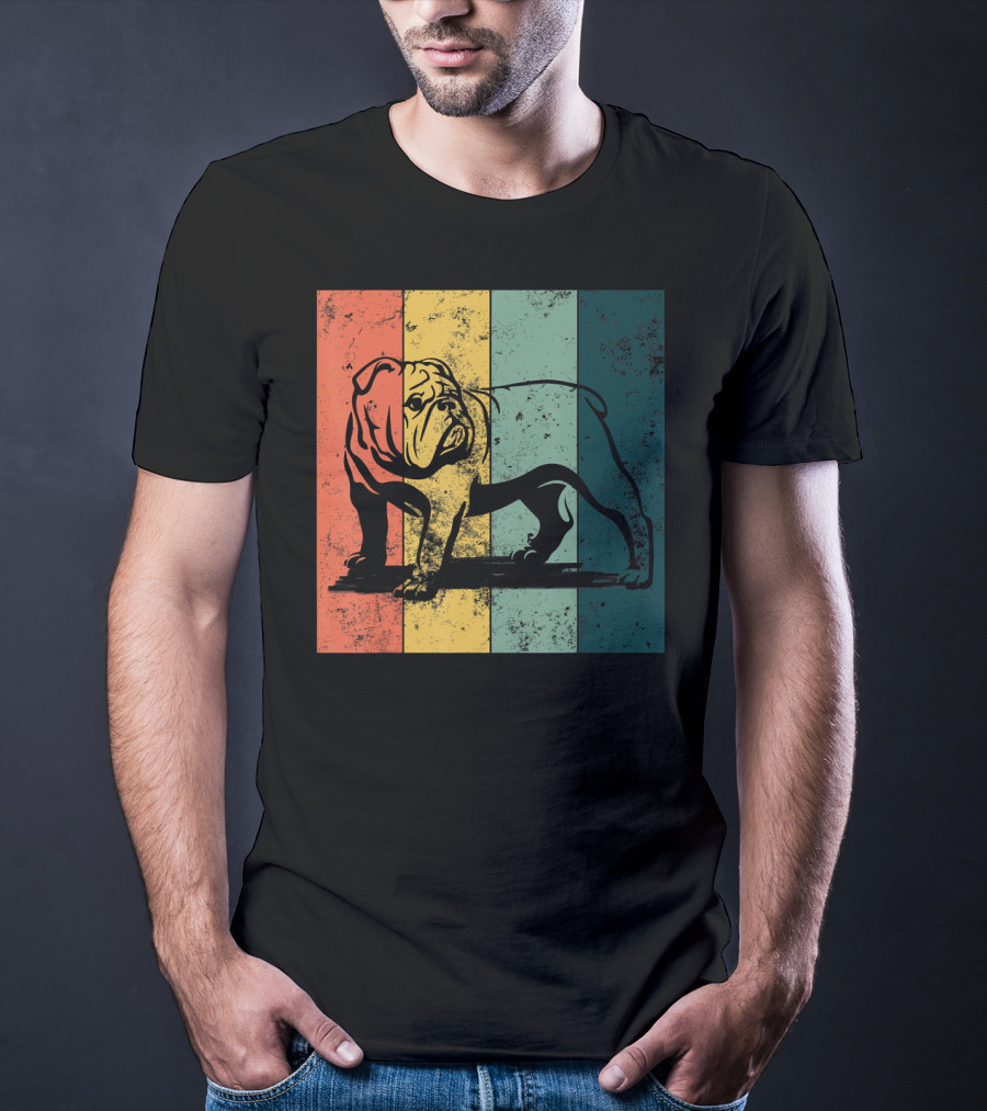 English Bulldog Vintage Stripe T-Shirt