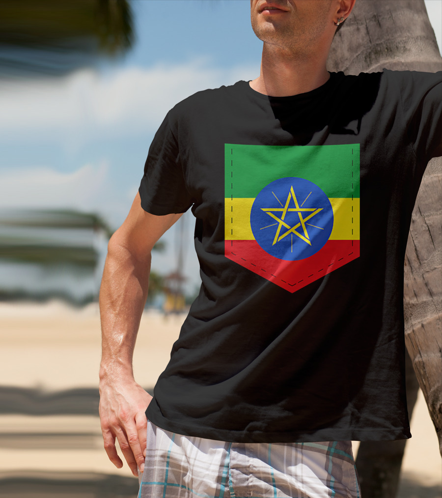 Ethiopia Flag Green Yellow Red With Blue Circle And Star T-Shirt
