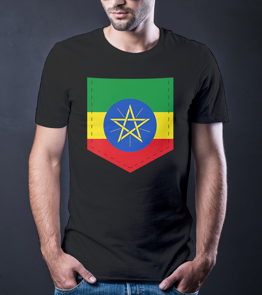 Ethiopia Flag Green Yellow Red With Blue Circle And Star T-Shirt