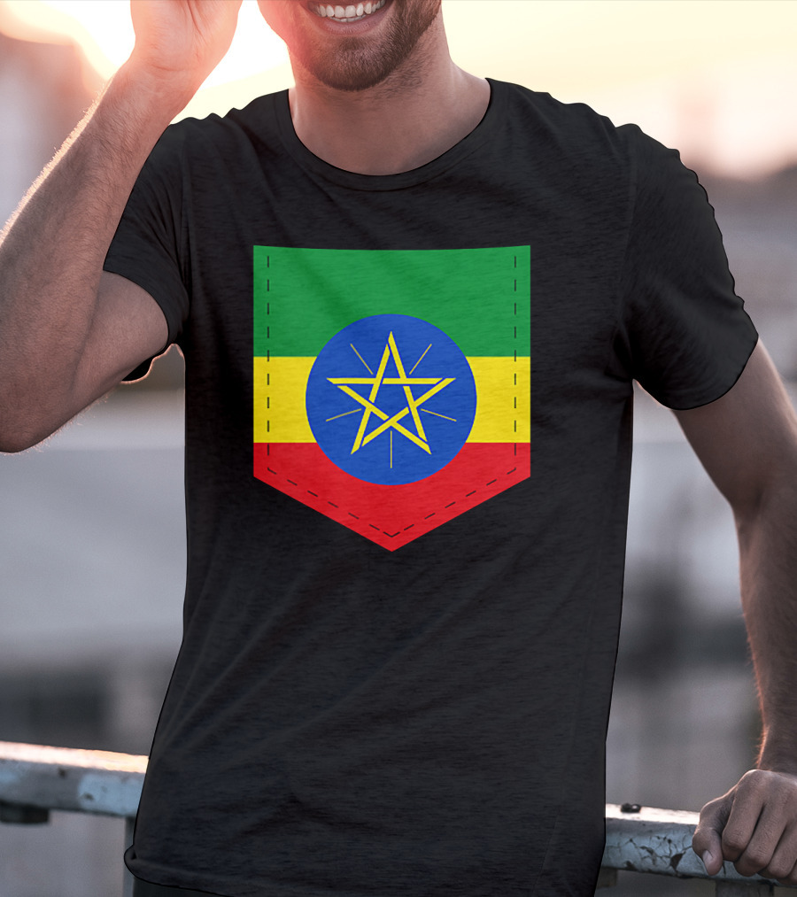 Ethiopia Flag Green Yellow Red With Blue Circle And Star T-Shirt
