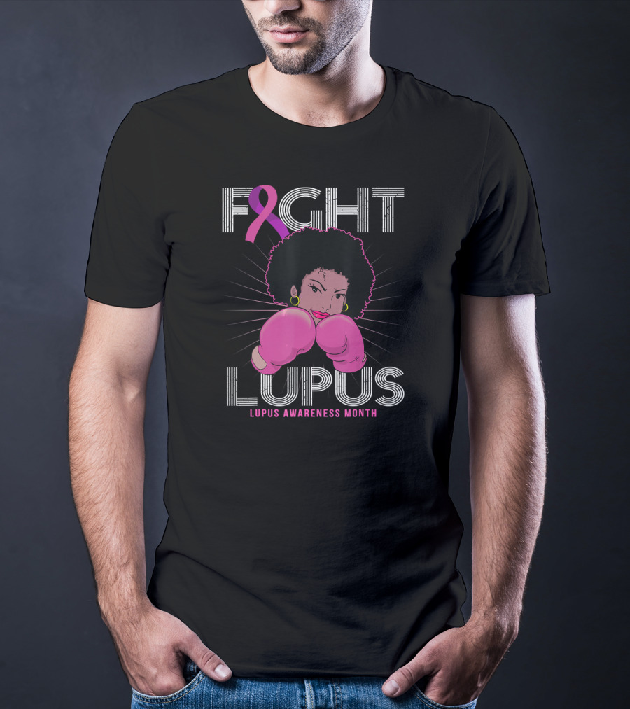 Fight Lupus Lupus Awareness Month Purple Ribbon Boxing Gloves T-Shirt