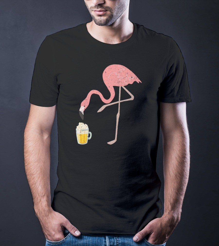 Flamingo Beer Love Bird Drinking T-Shirt