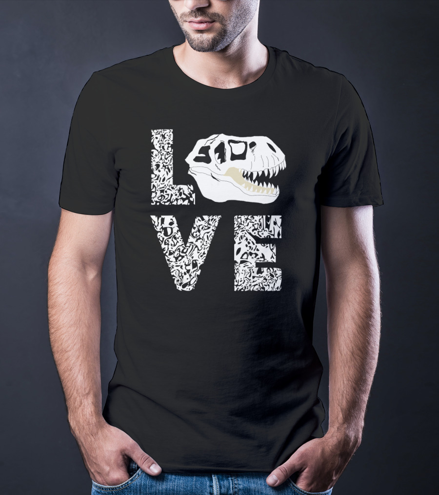 LOVE Fossil Hunting Rex Bone Hunter Dino Skull T-Shirt