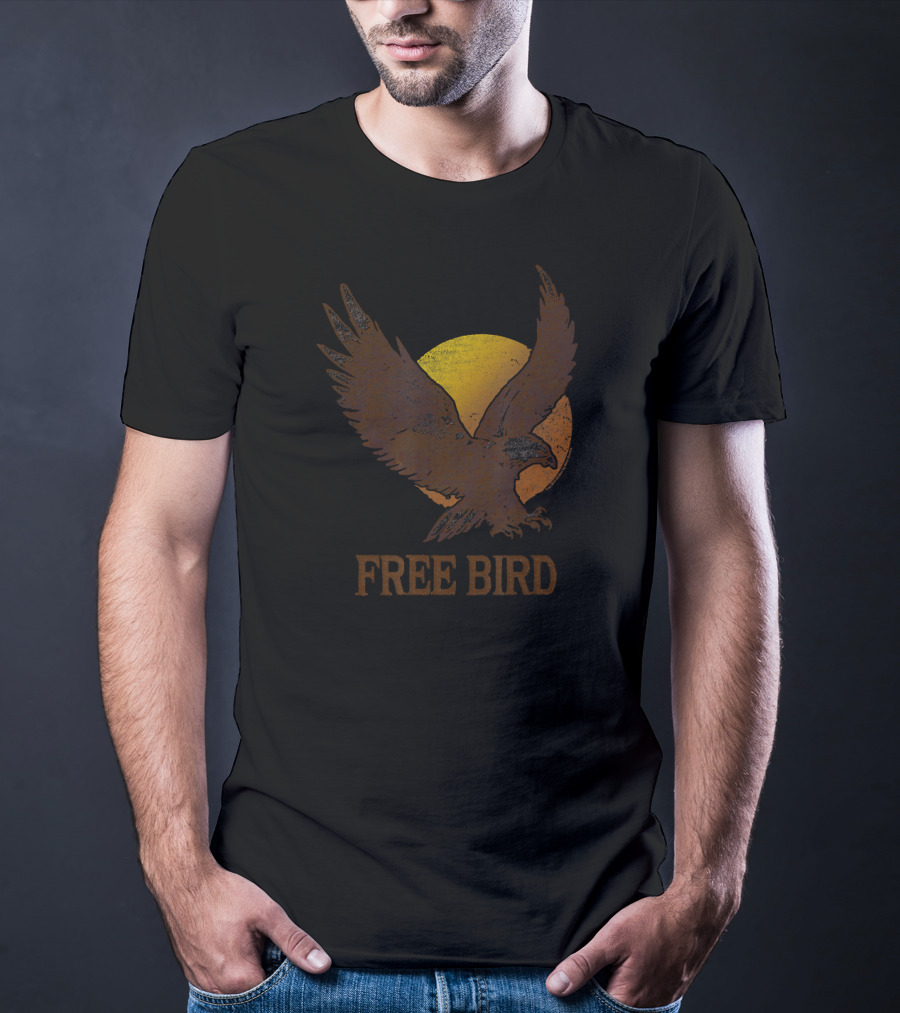 Free Bird Eagle Silhouette Sun Circle T-Shirt