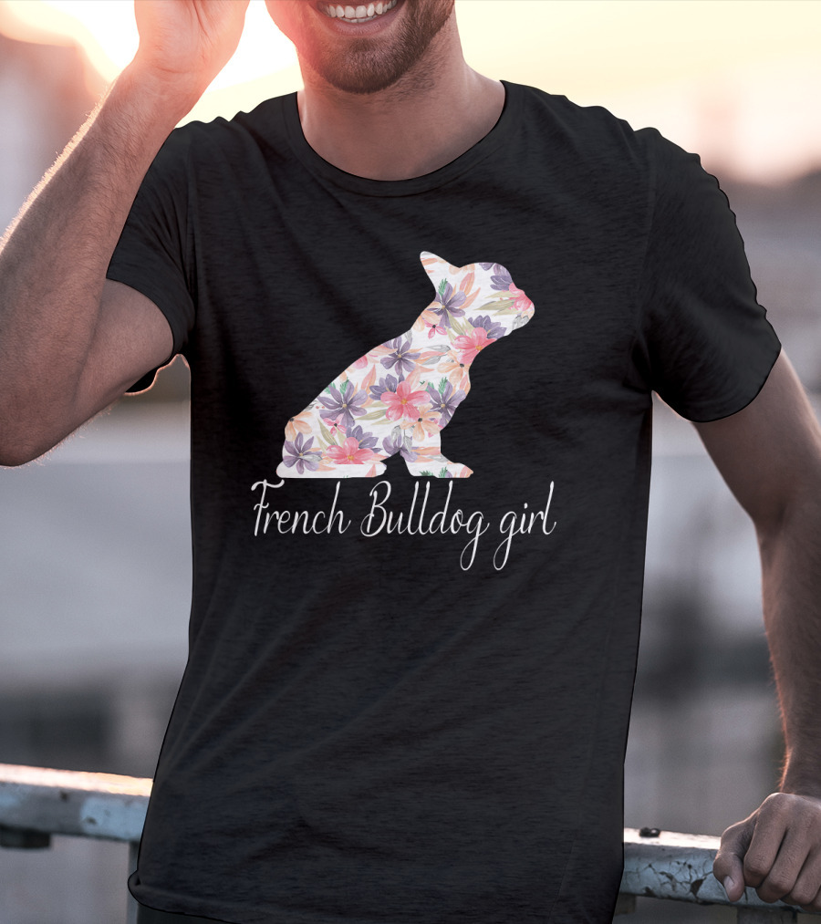 Floral French Bulldog Girl Love T-Shirt