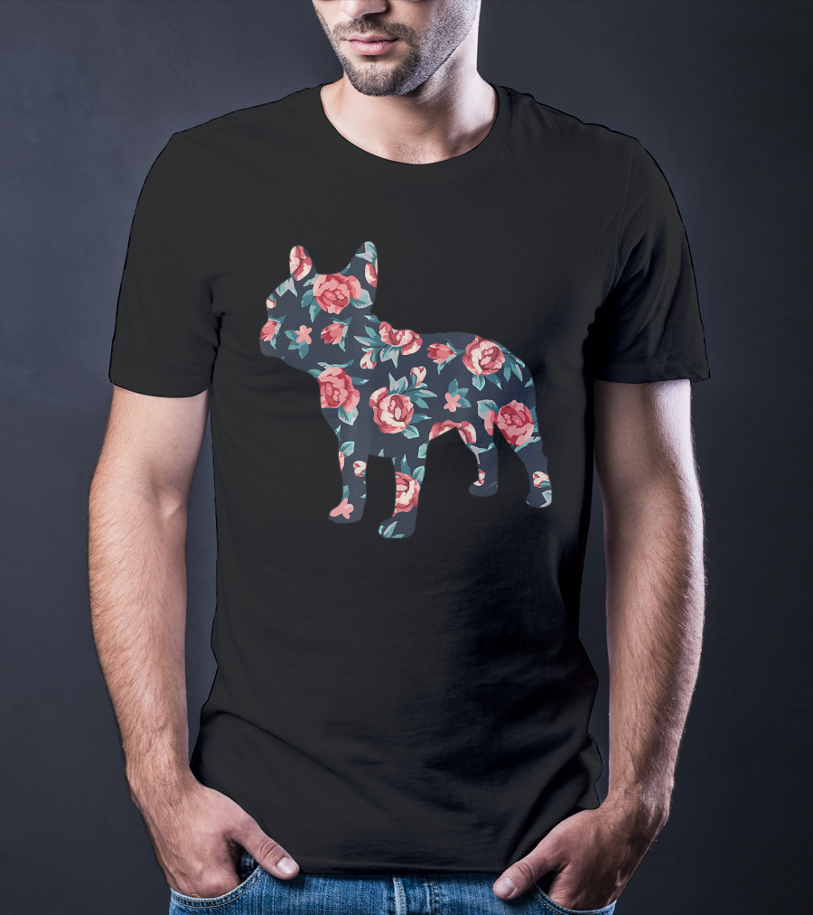 Roses Floral French Bulldog T-Shirt
