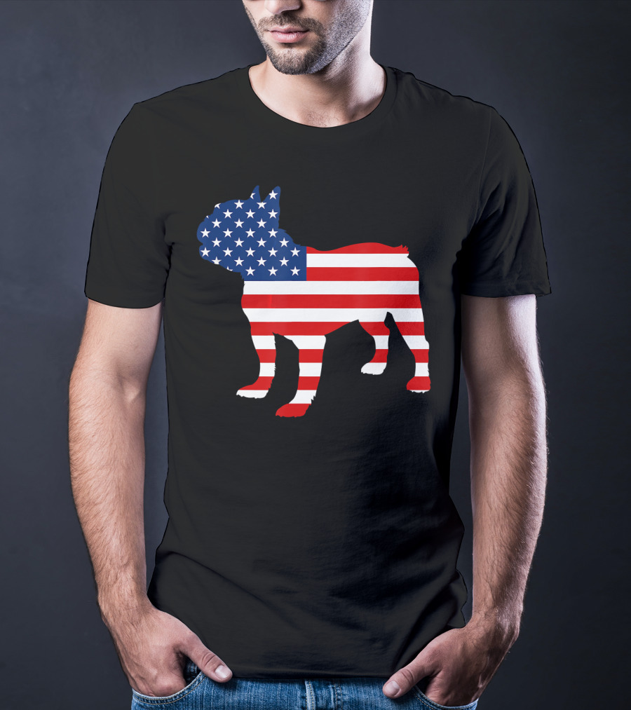 French Bulldog American Flag Fourth Of July USA T-Shirt