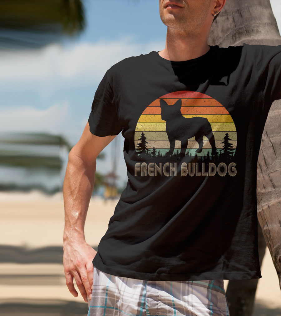 French Bulldog Vintage Dog 70's Retro Sunset T-Shirt