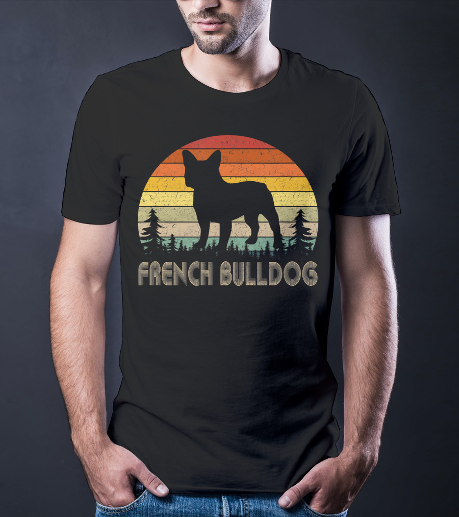 French Bulldog Vintage Dog 70's Retro Sunset T-Shirt