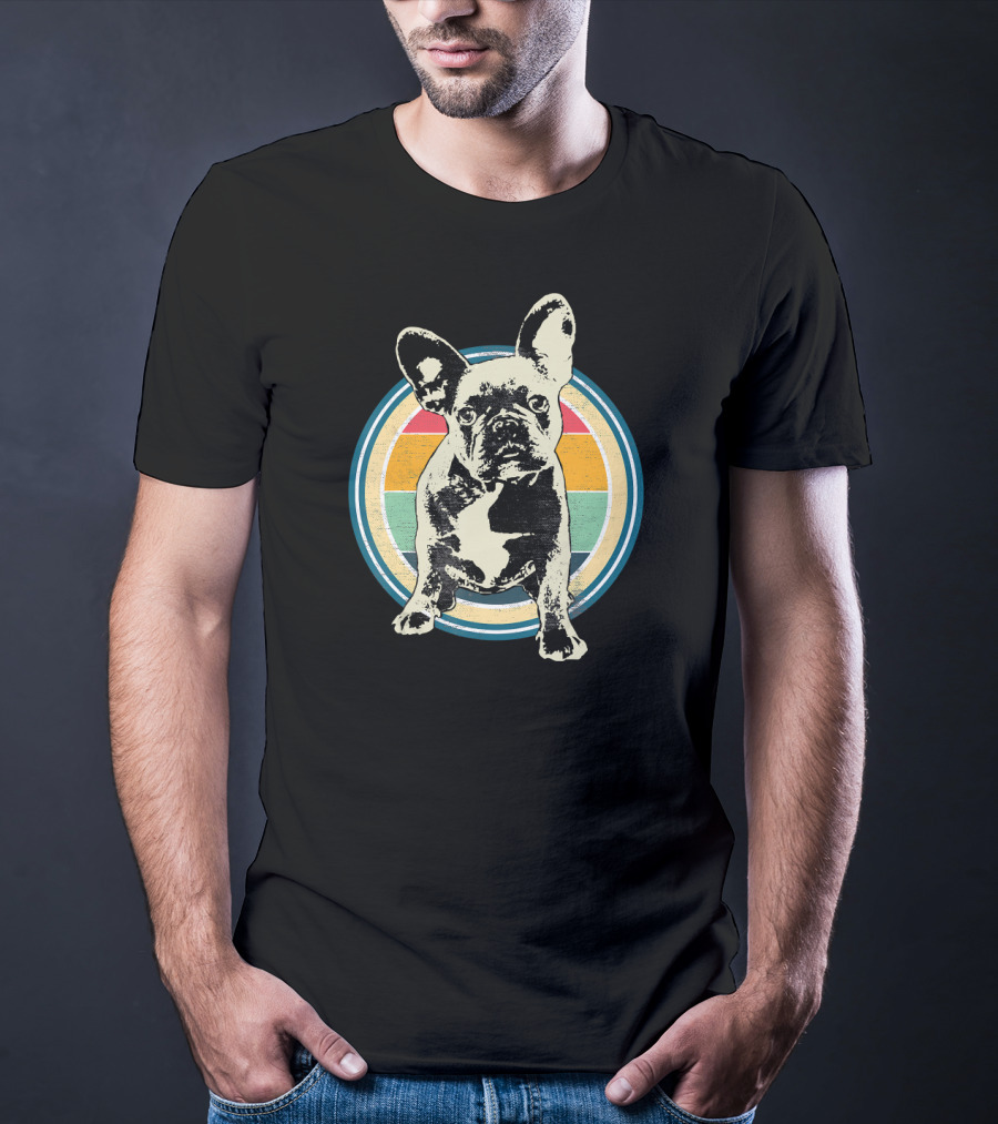 French Bulldog Vintage Retro Circle T-Shirt